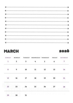 march 2026 calendar templates