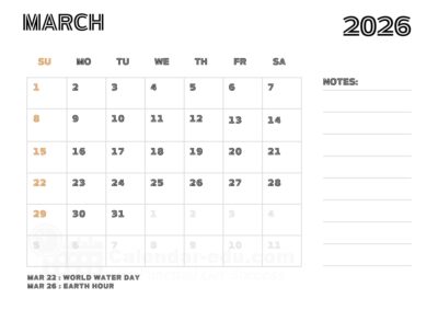 march 2026 calendar with holidays