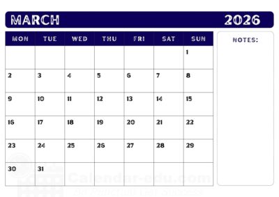 march 2026 printable calendar