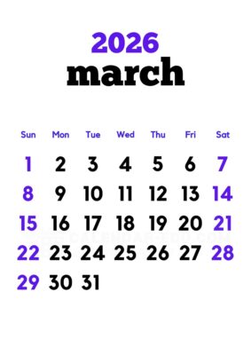 march 2026 template
