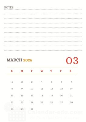 march calendar 2026