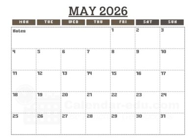may 2026 blank calendar template