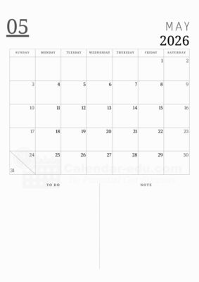 may 2026 calendar printable