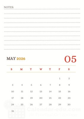may calendar 2026