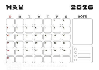 may printable calendar 2026